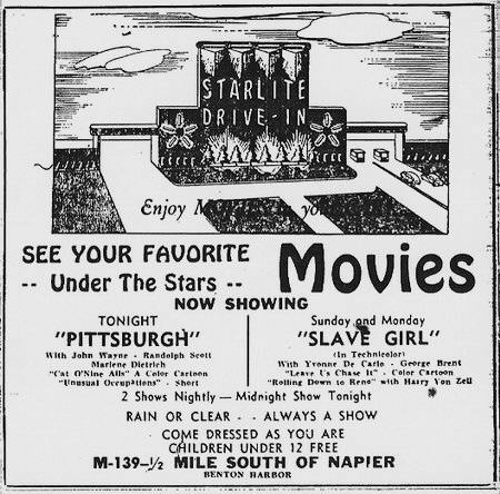Starlite Drive-In Theatre - Starlite Ad 7-31-48